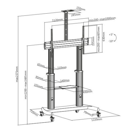 IPmatika TTL07-610TW, мобильная стойка для ЖК-панелей 60"-100"